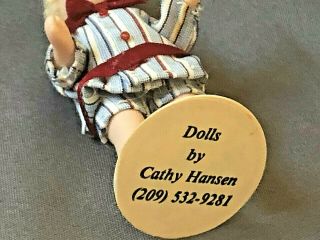 Vintage Artist Made CATHY HANSEN Bisque Miniature LITTLE BOY DOLL Curly Hair 5