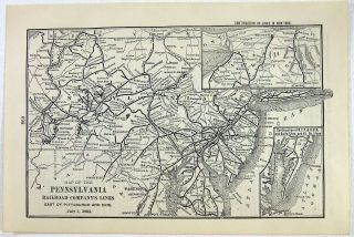 1903 Map Of The Pennsylvania Railroad East Of Pittsburgh & Erie Antique