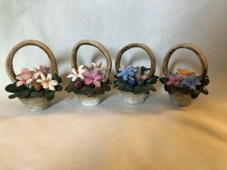 4 Collectible Vintage Antique Estate Italian Capodimonte Small Flower Baskets