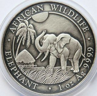Somalia 2017 100 Sh.  Elephant 1 Oz Silver Antique Finish Only Few Available