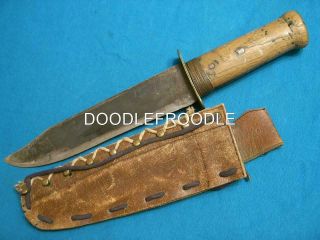 Vintage Custom Usa Mountain Man Hunting Skinning Bowie Knife Knives Folk Art Old
