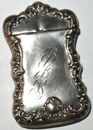 Antique Watrous Co.  Repousse 2 - 3/4 " Sterling Silver Ornate Match Safe 31,  Grams