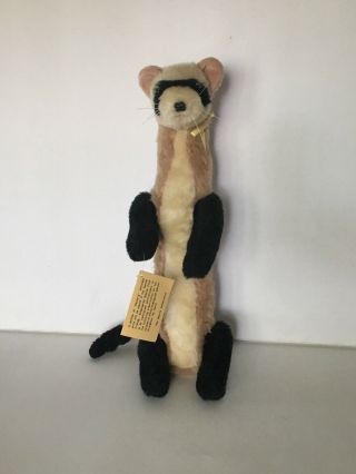 Vintage 1985 Black Footed Ferret 18 " Nature Conservancy Plush Doll Toy Usa Made