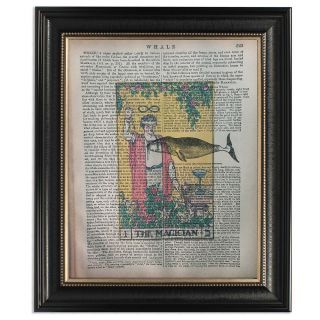 Tarot Card " The Magician " Art Printed On Antique Encyclopedia Page Vintage Decor