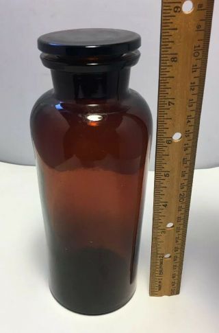 Antique Wide Mouth Brown Amber Apothecary Jar Bottle Tcw Co