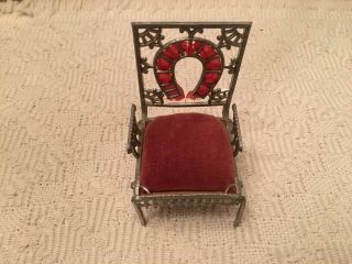 Antique Dollhouse Or Doll Soft Metal Adrian Cooke Filigree Chair