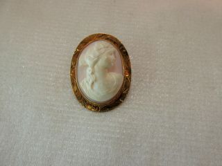 Antique 10k Yellow Solid Gold Cameo Brooch 6 Gr