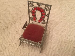 Antique Dollhouse Or Doll Soft Metal Adrian Cooke Filigree Rocking Chair