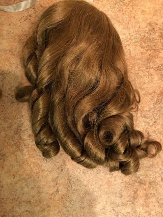Two Human Hair Doll Wigs,  One Synthetic And A Lovely Vintage Bonnet 7