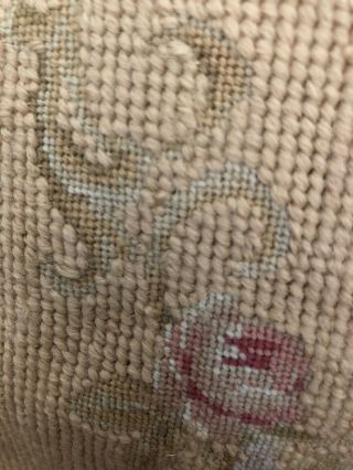 Vintage Rose Petit Point Needlepoint Pillow With Corner Tassels 11” 3