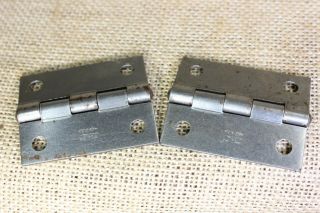 2 Cabinet door hinges small box shutter old vintage steel 2 x 1 1/2” USA Made 4