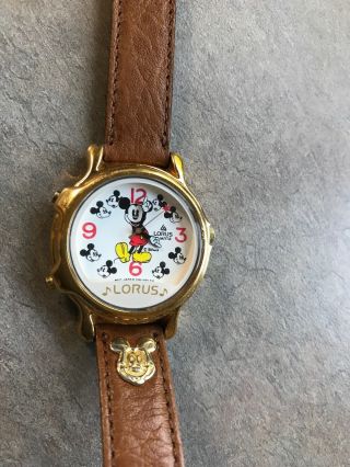 Lorus Mickey Mouse Quartz Watch Vintage With Leather Band