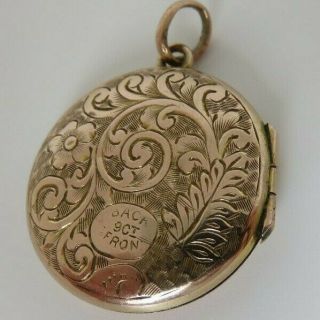 Antique Victorian 9ct Rose Gold Front/ Back Round Photo Picture Locket Pendant