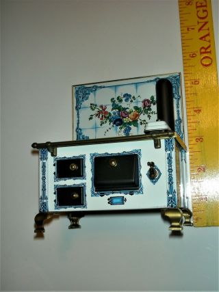 vintage West German Dollhouse metal stove oven doll toy miniature 2