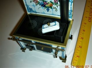 vintage West German Dollhouse metal stove oven doll toy miniature 3