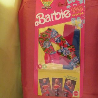 Vintage 1991 Barbie Doll Fashion Wrap Dress Mip Scarf Floral Slacks Cute Outfit