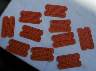Vintage Lincoln Amusement Park Skee Ball Game Tickets Dartmouth Ma Souvenir Nr