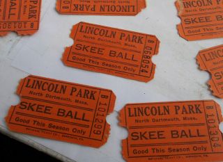 Vintage Lincoln Amusement Park Skee Ball Game Tickets Dartmouth MA Souvenir NR 2