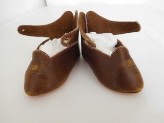 Brown Leather Shoes For Medium To Large Size Doll