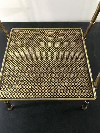 Vintage Gold Tone Metal Bamboo Style 2 Tier End Table Shelf 24” Accent - tall (g) 4