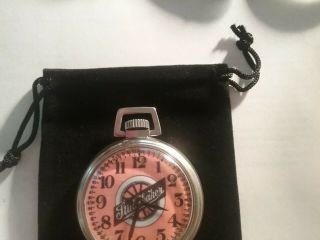 Vintage 16S Pocket Watch Studebaker Auto Theme Dial Velcro Dash Mount Runs Well. 3