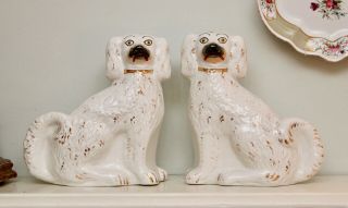 A Large Antique C19th Staffordshire Spaniels Or Wally Dogs