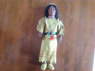 Vintage Native American Indian Cloth / Felt Doll 14 " Folk Art