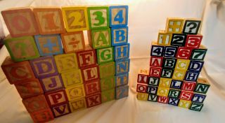 69 Vintage Abc Wooden Blocks Numbers Alphabet Letters Two Sizes Of Complete Abcs