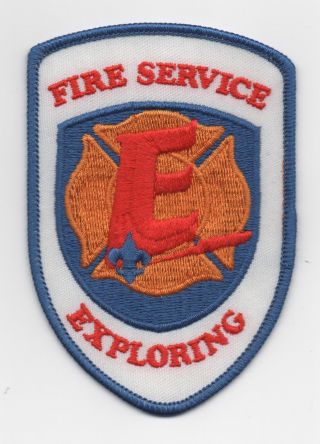 Exploring Fire Service Jacket Patch,  W/ Blue Fdl,  Clear Plastic Backing,