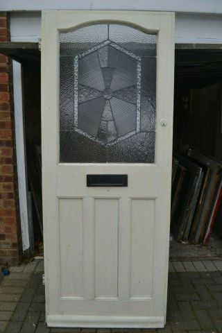 811 x 2020mm front door.  Leaded light hammered glass.  R736a.  DELIVERY OPTION. 3