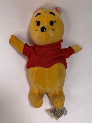 Vintage Gund Winnie The Pooh Wood Chip Fill 7” Plush Stuffed Bear Mcmlxiv Japan