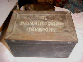 Antique Diamond Match Co Tin Litho Holder Box Very Large Unusual Matches