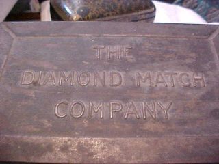 ANTIQUE DIAMOND MATCH CO TIN LITHO HOLDER BOX VERY LARGE UNUSUAL MATCHES 2