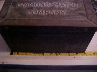 ANTIQUE DIAMOND MATCH CO TIN LITHO HOLDER BOX VERY LARGE UNUSUAL MATCHES 6