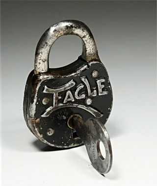 Vintage Antique Eagle Padlock With Key Made In Usa