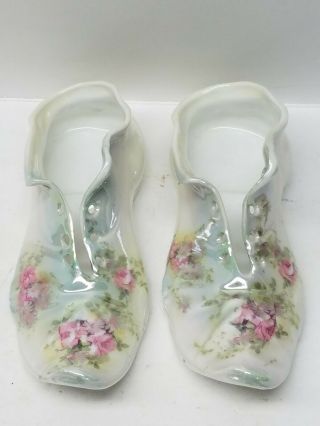 Fine Vintage Hand Painted Porcelain Antique Shoe With Floral Decoration 1904