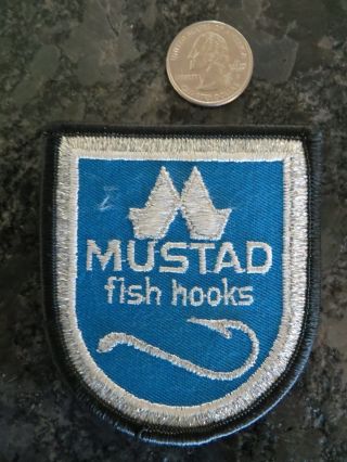 Vintage Fishing Patch - Mustad Fish Hooks - 3 X 3 1/2 Inch