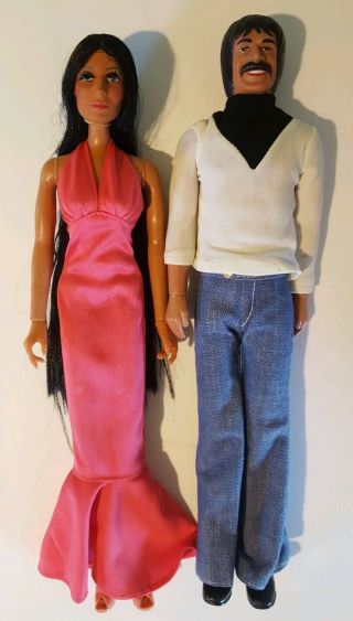 Vintage Pre - Owned 1976 Mego 12 " Sonny And Cher Figure Dolls
