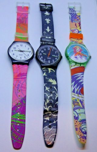 3 X Vintage Swatch Wristwatches Ag 1991 Yuri / Ag 1992 / Ag 1994 Ref 1