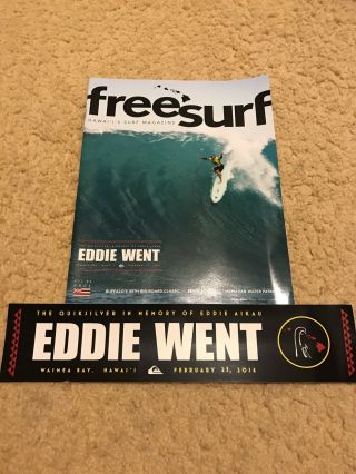 The Quiksilver In Memory Of Eddie Aikau 2016 Waimea Bay Surf Mag & Sticker