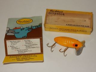 Fred Arbogast Jitterbug Lure (yellow W/silver Ribs) W/box & Paperwork
