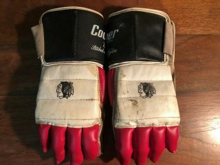 Vintage Antique 1960 Cooper Chicago Blackhawk Hockey Gloves Stitched Nylon