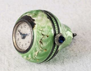 Antique Art Deco Everest Sterling Silver & Enamel Pear Shape Pendent Watch