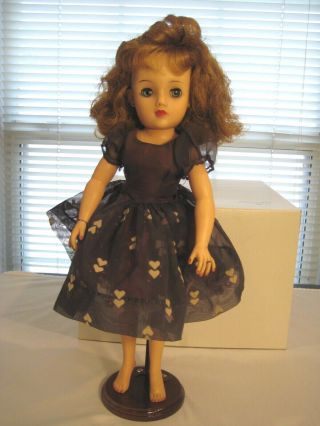 Vintage 1957 Ideal Miss Revlon Doll 18 " Navy Kissing Pink Heart Dress 1950s 50s