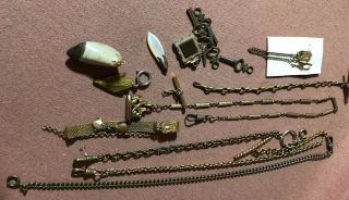 Vintage Antique Pocket Watch Chains & Fobs Gold Filled For Use Scrap