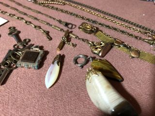 Vintage Antique Pocket Watch Chains & Fobs Gold Filled For Use Scrap 2