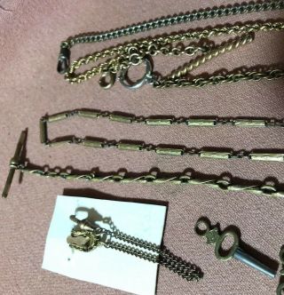Vintage Antique Pocket Watch Chains & Fobs Gold Filled For Use Scrap 3