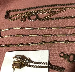 Vintage Antique Pocket Watch Chains & Fobs Gold Filled For Use Scrap 4