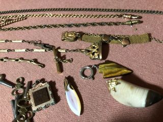 Vintage Antique Pocket Watch Chains & Fobs Gold Filled For Use Scrap 5