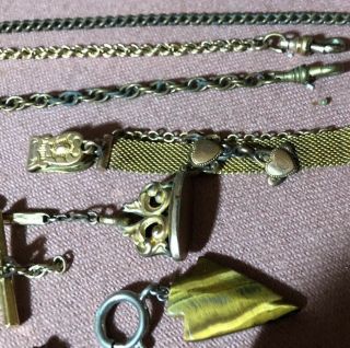 Vintage Antique Pocket Watch Chains & Fobs Gold Filled For Use Scrap 6